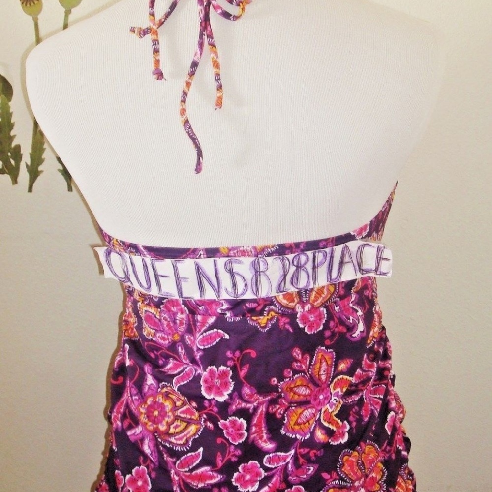Motherhood Maternity Purple floral tankini swimsuit Top size Medium Excellent - Picture 5 of 6